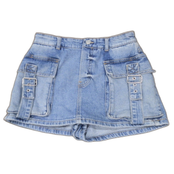 Free People We The Free Blue Denim Cargo Skirt Skort Women's Size 26 - Picture 1 of 2